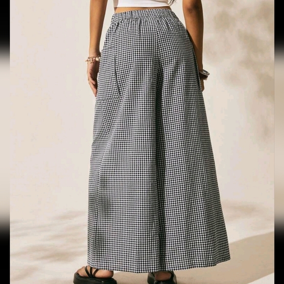 Resort Style Pattern Trousers Wide Leg Trousers Black And White Checkered - Picture 2 of 4